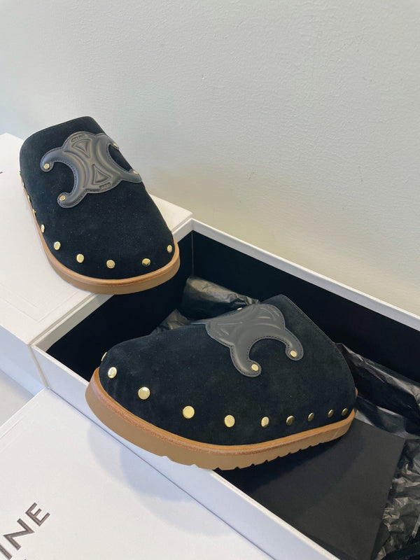 CL Pitea Clog In Black Suede Calfskin 319291