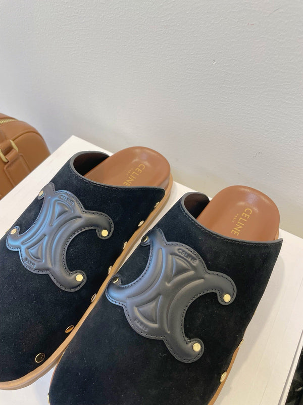 CL Pitea Clog In Black Suede Calfskin 319291