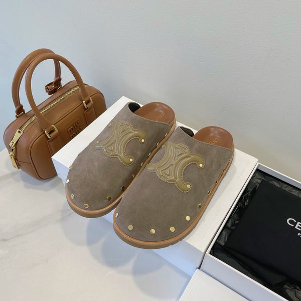 CL Pitea Clog in pelle di vitello scamosciata grigia 319292