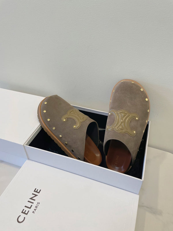 CL Pitea Clog In Grey Suede Calfskin 319292