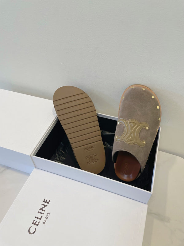 CL Pitea Clog In Grey Suede Calfskin 319292