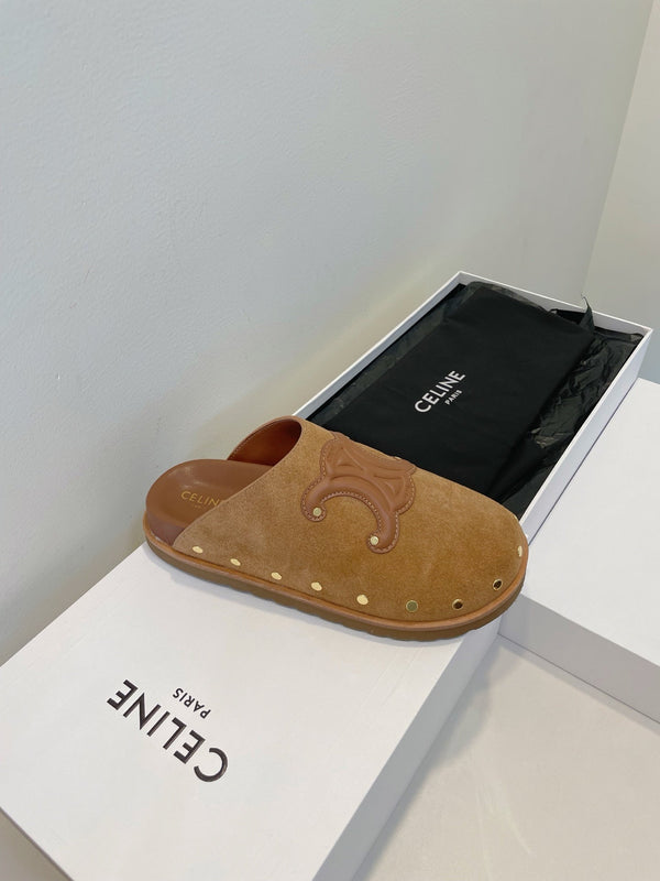 CL Pitea Clog In Cognac Suede Calfskin 319293