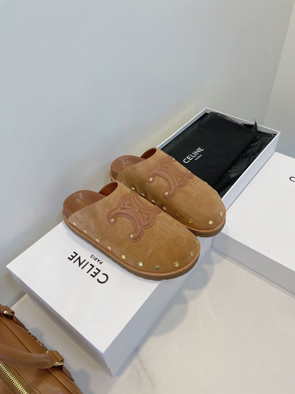 CL Pitea Clog In Cognac Suede Calfskin 319293