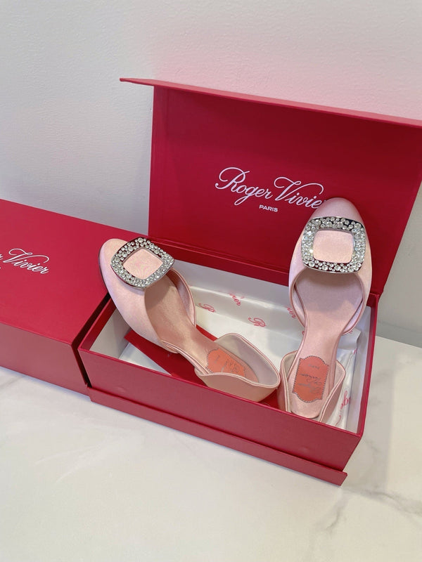 Viv Chips Ballerina Flat Pink Silk 329267