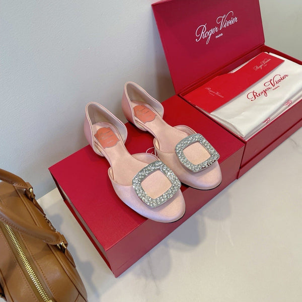 Viv Chips Ballerina Flat Pink Silk 329267