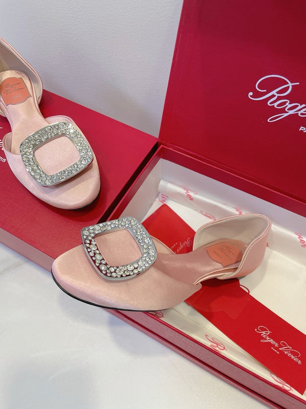 Viv Chips Ballerina Flat Pink Silk 329267