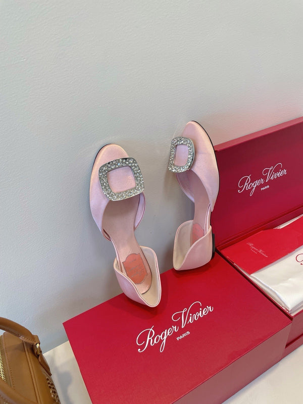 Viv Chips Ballerina Flat Pink Silk 329267