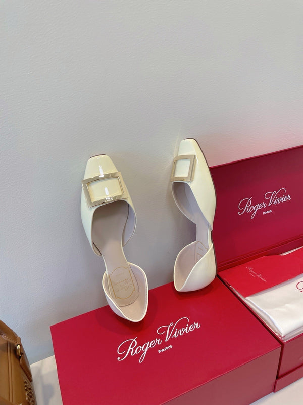 Viv Chips Ballerina Flat Milky Yellow Patent Leather 329269