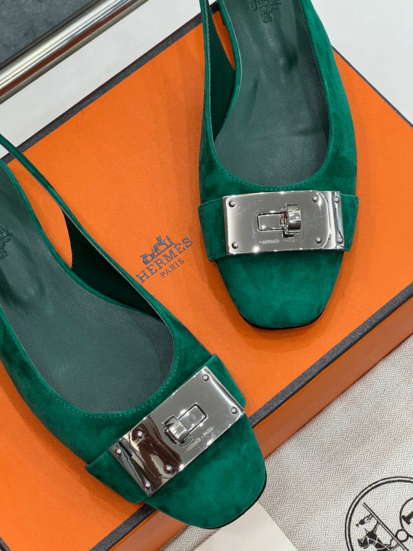 INNOCENT SLINGBACK CASTLETON VERDE SCAMOSCIATO