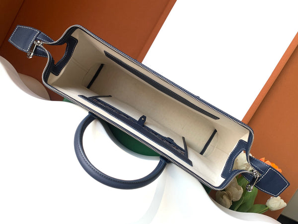 CISALPIN DOCUMENT CASE 39 IN NAVY BLUE GOYARDINE CANVAS AND CALFSKIN