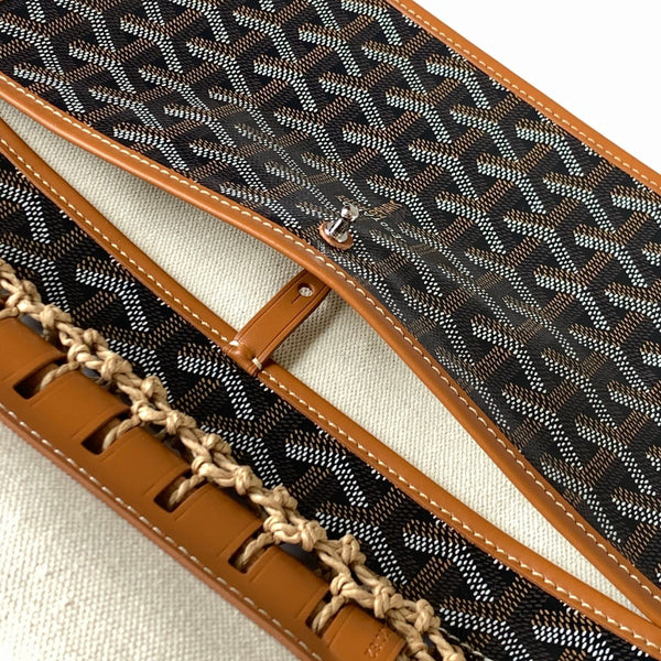 ALIGRE BAG 34 IN BROWN WOVEN RAFFIA AND CALFSKIN
