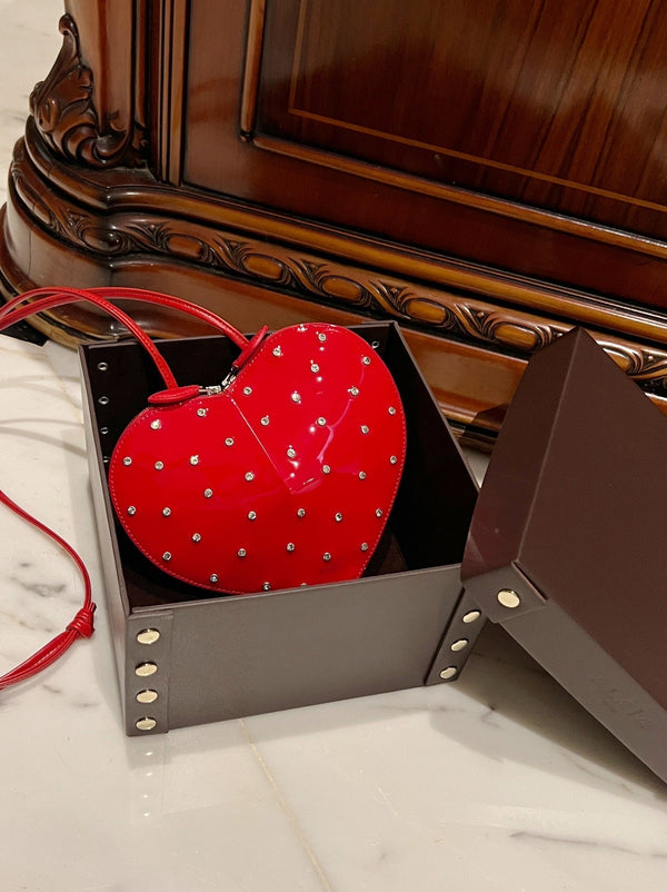 LE COEUR BAG 21 IN CANDY RED PATENT CALFSKIN ATTACHED STRASS