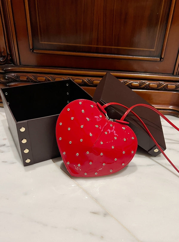 LE COEUR BAG 21 IN CANDY RED PATENT CALFSKIN ATTACHED STRASS