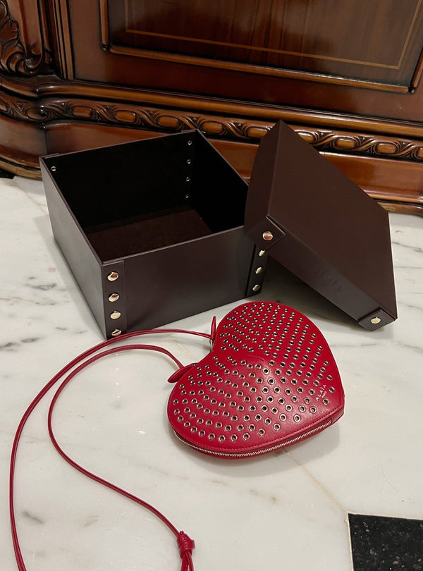 LE COEUR BAG 21 IN RED STUDDED CALFSKIN