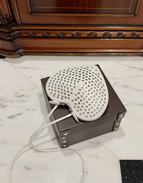 LE COEUR BAG 21 IN WHITE STUDDED CALFSKIN