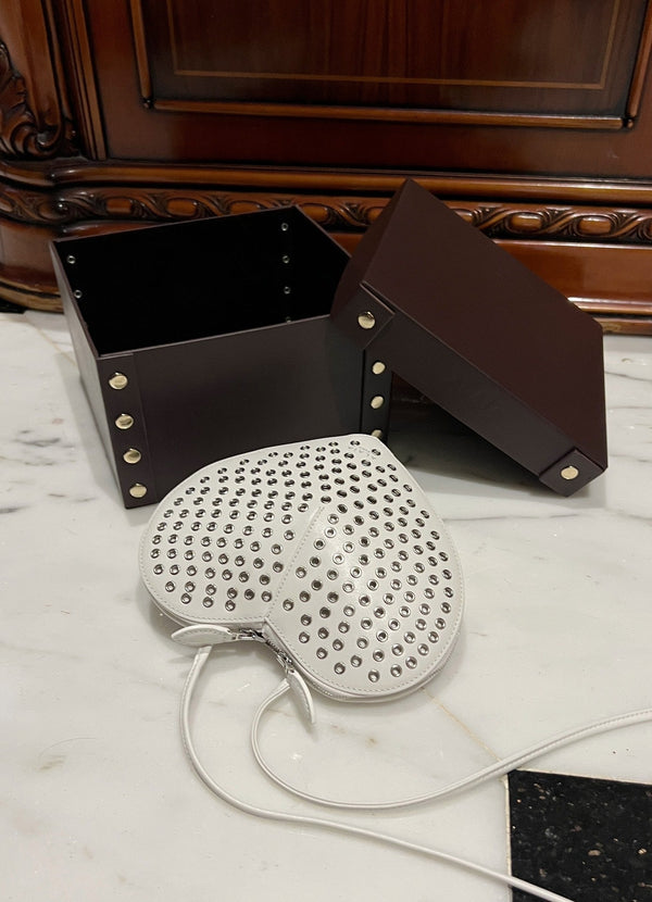 LE COEUR BAG 21 IN WHITE STUDDED CALFSKIN