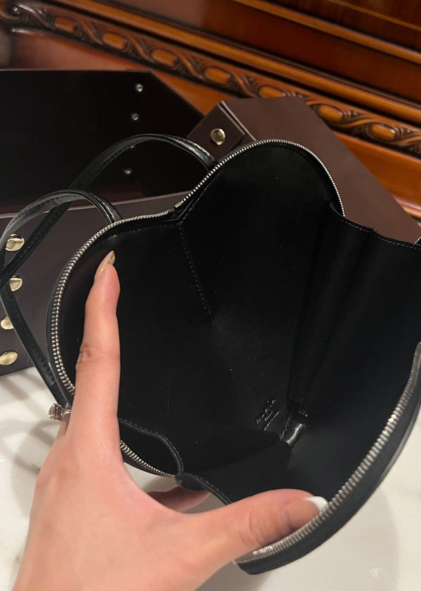 LE COEUR BAG 21 IN BLACK SUEDE