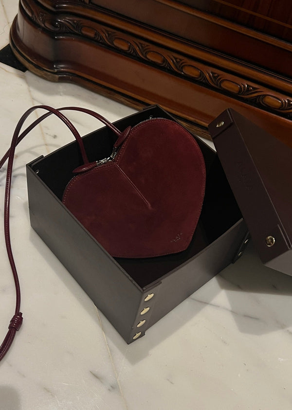 LE COEUR BAG 21 IN BURGUNDY RED SUEDE