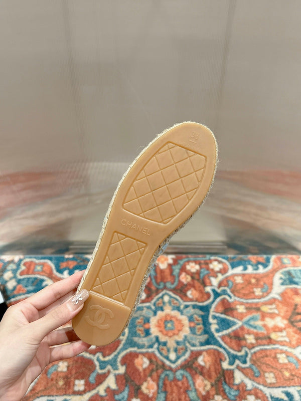 espadrillas cc tessuto blu nuvola paillettes bianche