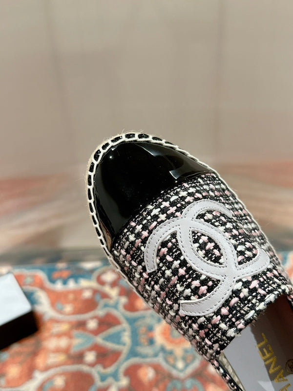 cc espadrilles black red blended fabrics black patent calfskin