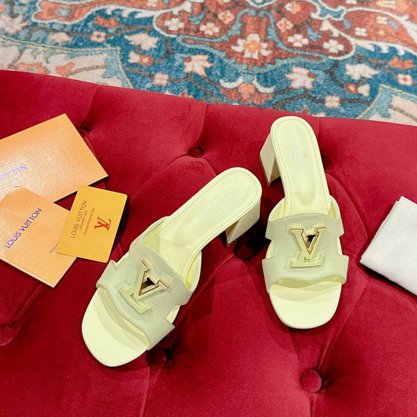 lv capri mule 45mm pastel yellow calfskin