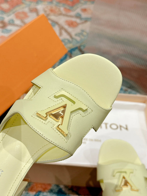 lv capri mule 45mm pastel yellow calfskin