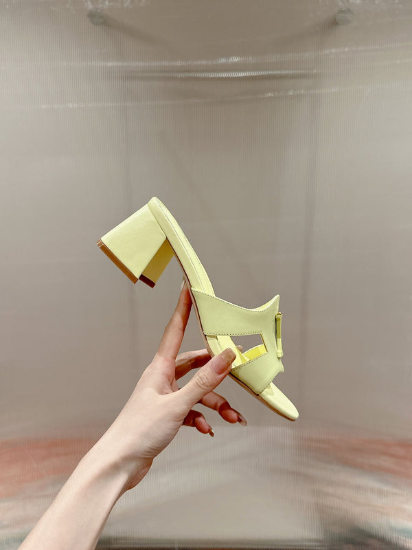 lv capri mule 45mm pastel yellow calfskin