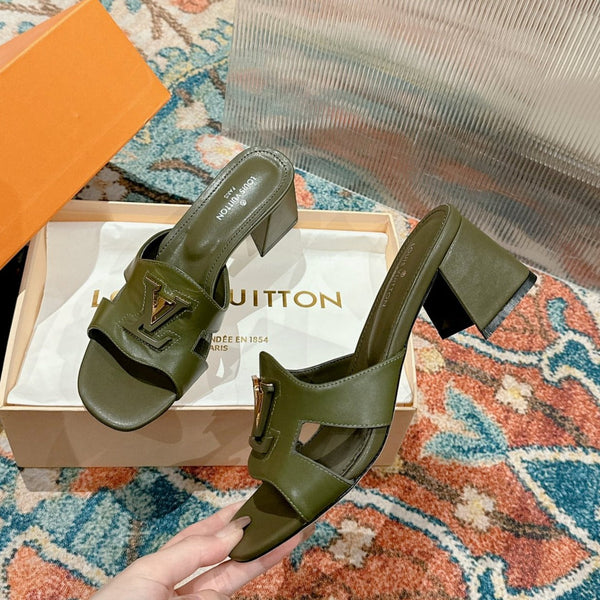 lv capri mule 45mm khaki green calfskin