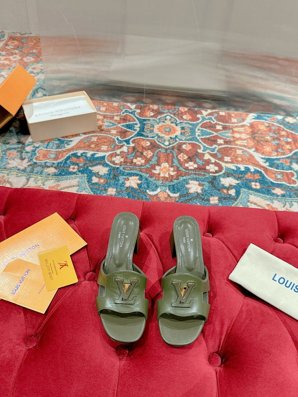 lv capri mule 45mm khaki green calfskin