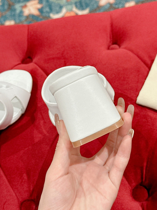 lv capri mule 45mm pelle di vitello bianca