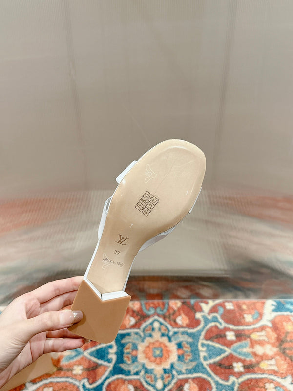 lv capri mule 45mm pelle di vitello bianca