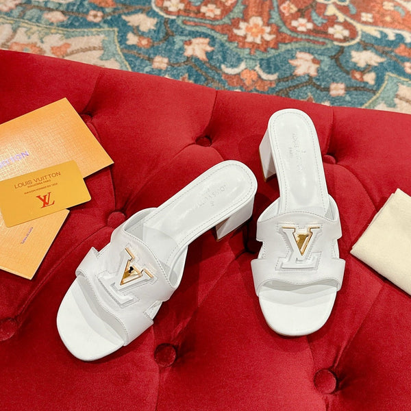 lv capri mule 45mm pelle di vitello bianca