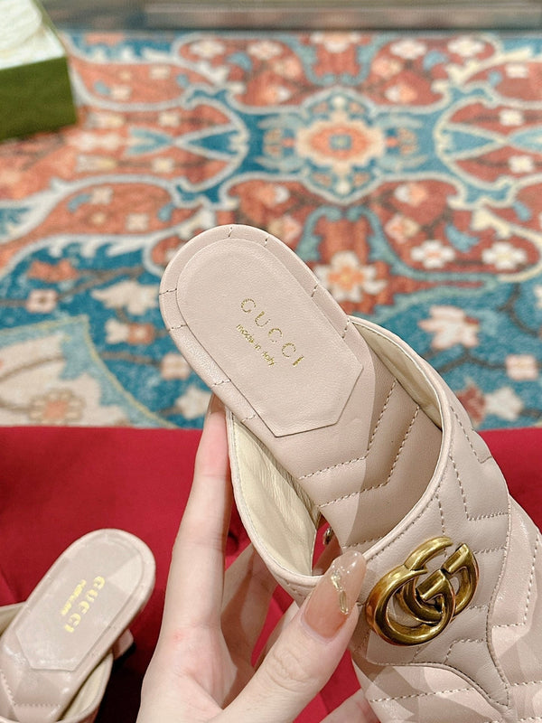 CIABATTA INFRADITO ALTA 55MM IN PELLE DI VITELLO BEIGE CREMA CON FERRAMENTA ORO