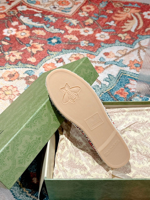 MOCASSINO ESPADRILLAS GG CREMISI E TELA OCEANO