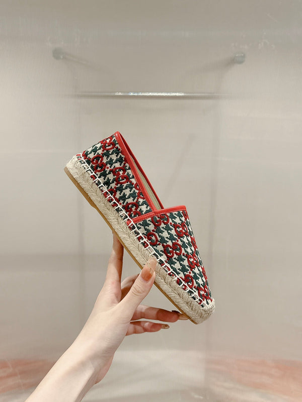 MOCASSINO ESPADRILLAS GG CREMISI E TELA OCEANO