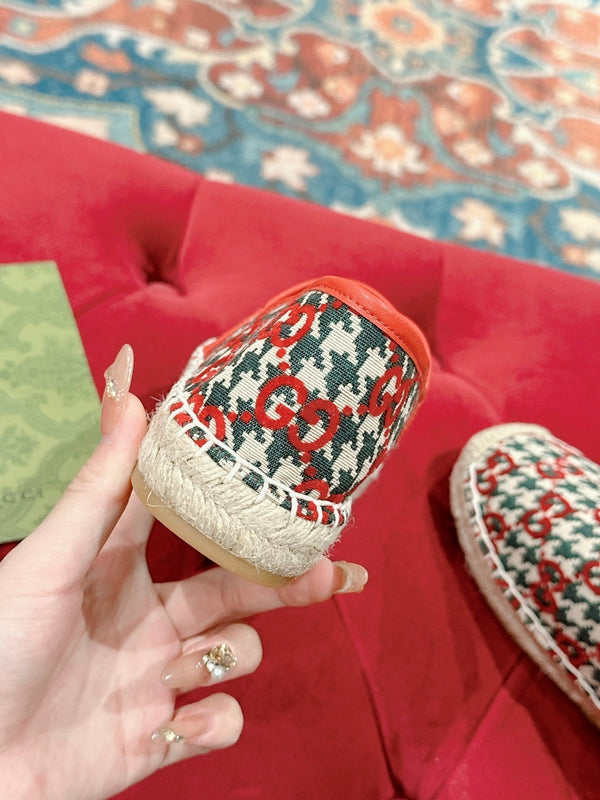 MOCASSINO ESPADRILLAS GG CREMISI E TELA OCEANO