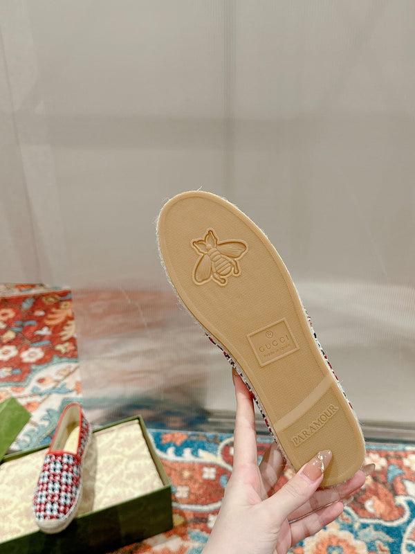 GG ESPADRILLE LOAFER CRIMSON AND BLACK CANVAS