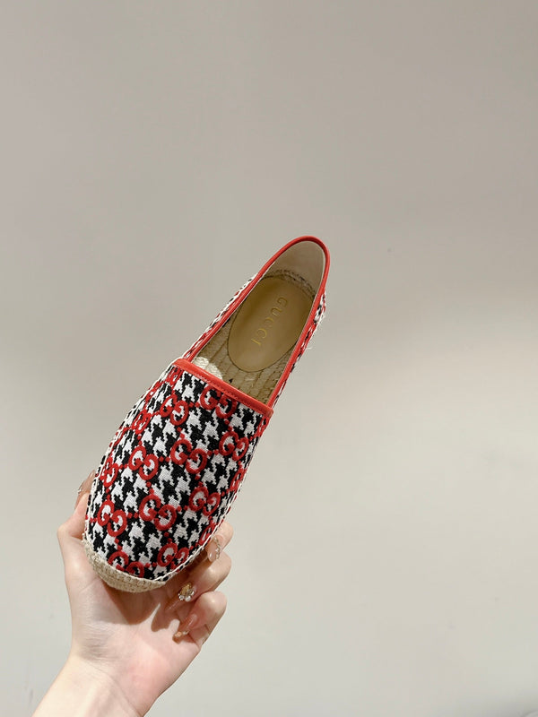 GG ESPADRILLE LOAFER CRIMSON AND BLACK CANVAS