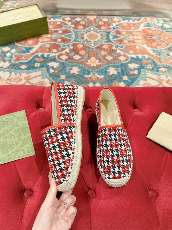 GG ESPADRILLE LOAFER CRIMSON AND BLACK CANVAS