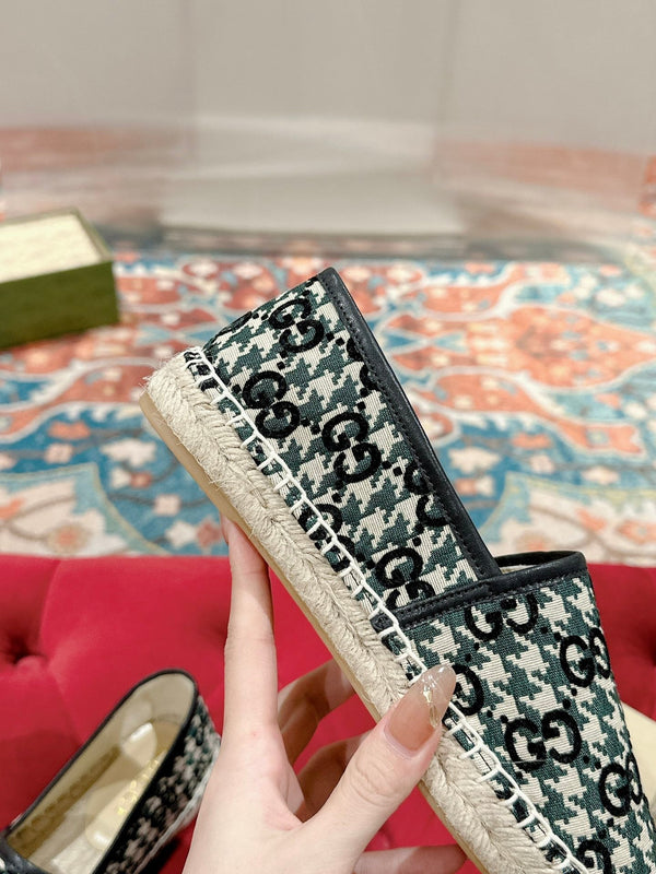 GG ESPADRILLE LOAFER BLACK AND BASIL CANVAS