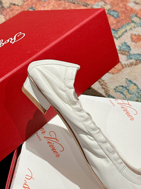 Viv Ballet Flats White Imported Lambskin 247130