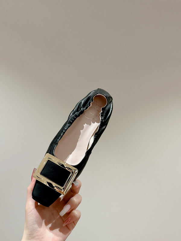 Viv Ballet Flats Black Imported Lambskin 247131