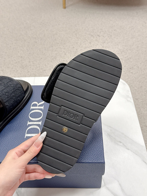 CD Aqua Sandals Black Oblique Jacquard Frabic 476662