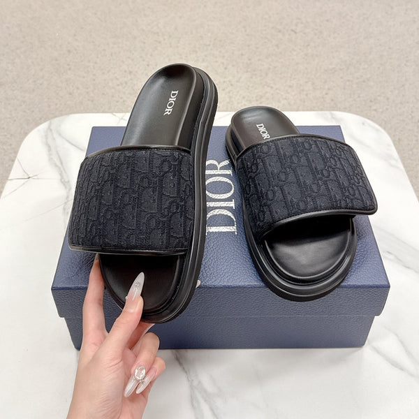 CD Aqua Sandals Black Oblique Jacquard Frabic 476662