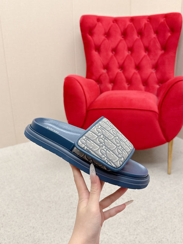 CD Aqua Sandals Blue Grey Oblique Jacquard Frabic 476663