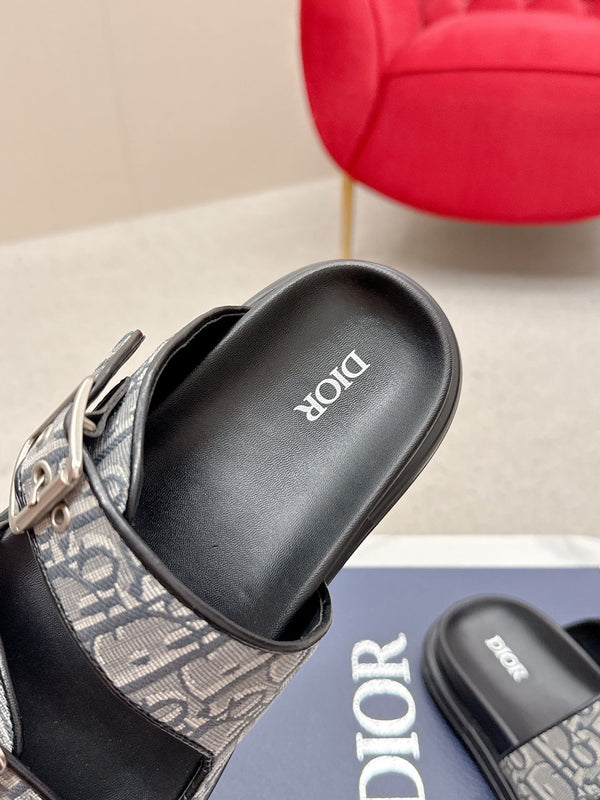 CD Aqua Sandals with Straps Grey Black Oblique Jacquard Frabic 476659