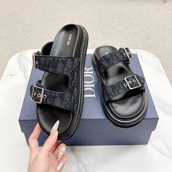 Sandali CD Aqua con cinturini Blu Nero Obliquo Jacquard Frabic 476660