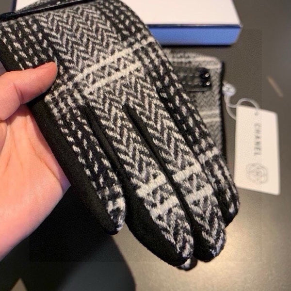 GUANTI IN LANA MISTO NERO BIANCO 429245