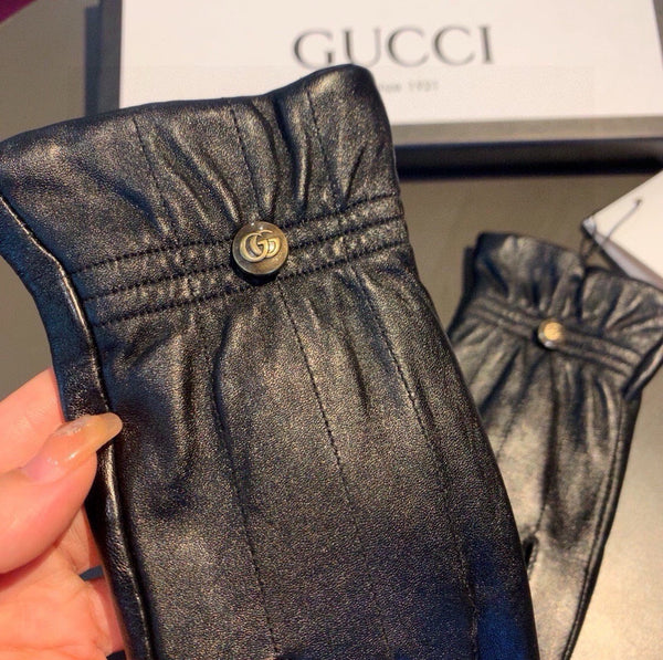 TOUCHSCREEN GLOVES WITH DOUBLE CORD TIGHTENING IN BLACK LAMBSKIN 440488