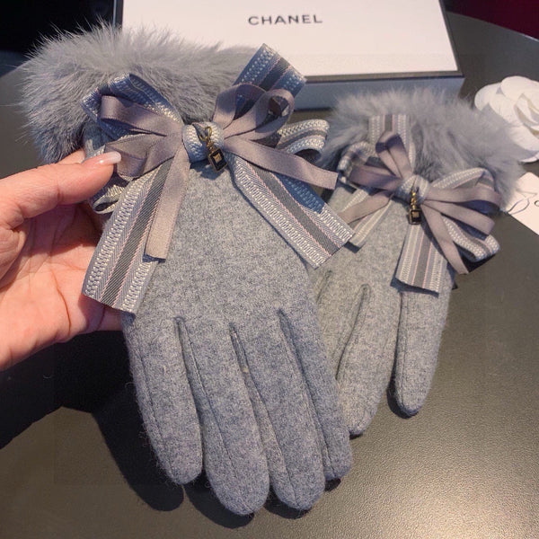 GLOVES IN DOLPHIN GRAY WOOL AND RABBIT FUR 441838
